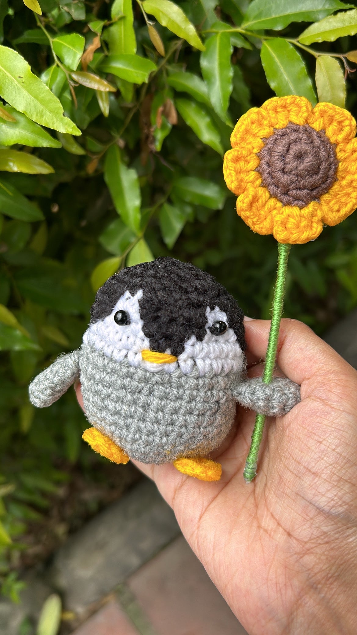 Pingu with flower