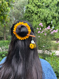 Sunflower Bee Bun Stick