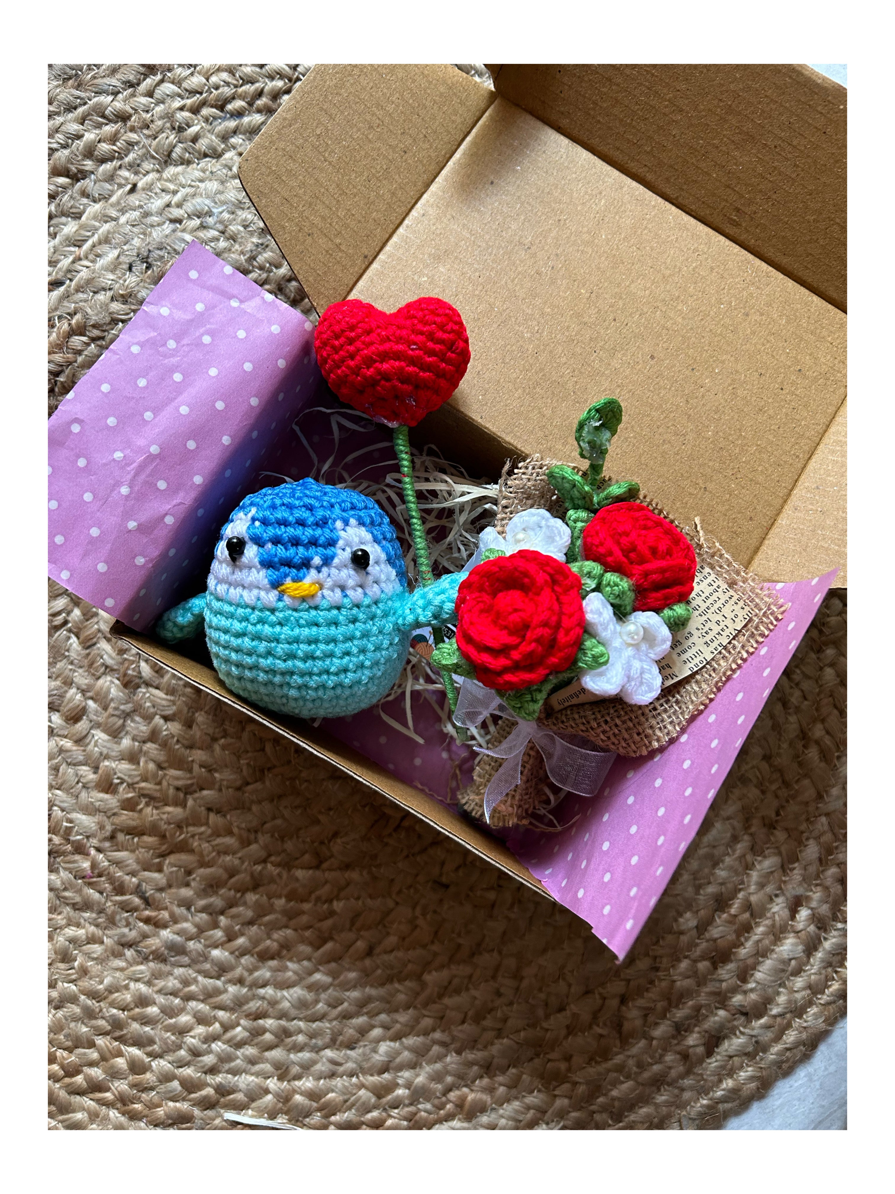 Pingu and Rose Mini Bouquet Combo
