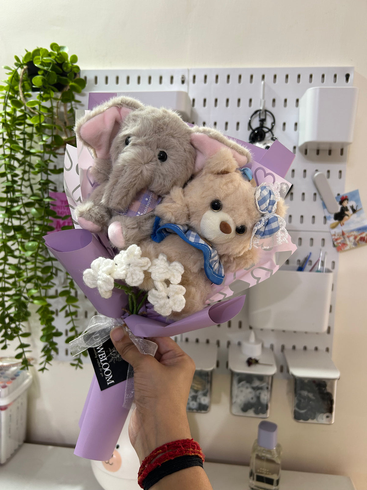 Elephant & Teddy Bear Plushie Bouquet