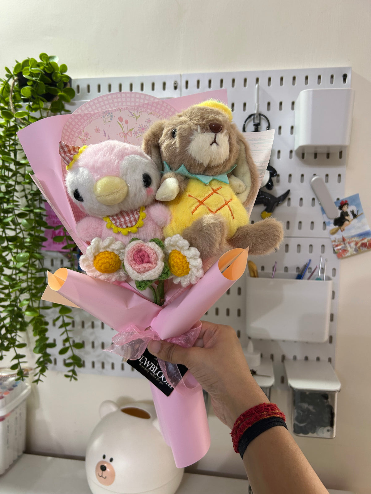 Penguin & Teddy Bear Plushie Bouquet